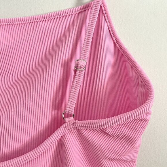 NEW Skin By Same Pink Ribbed Square Neck One Piece Swimsuit Women’s Size XXL - Picture 6 of 7